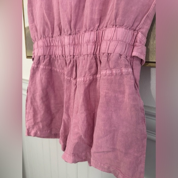YOUNG FABULOUS & BROKE Hudson Linen Blend Romper In Foxglove Pink Size Medium - Picture 9 of 10